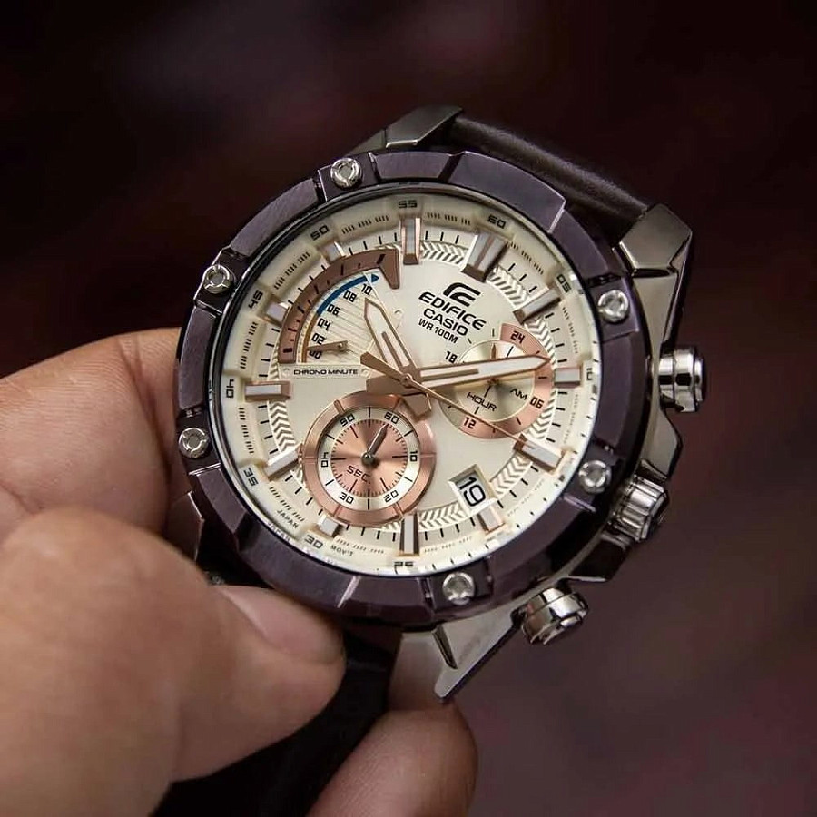 Часы Casio Edifice EFR-559BL-7A — кожаный, мужские