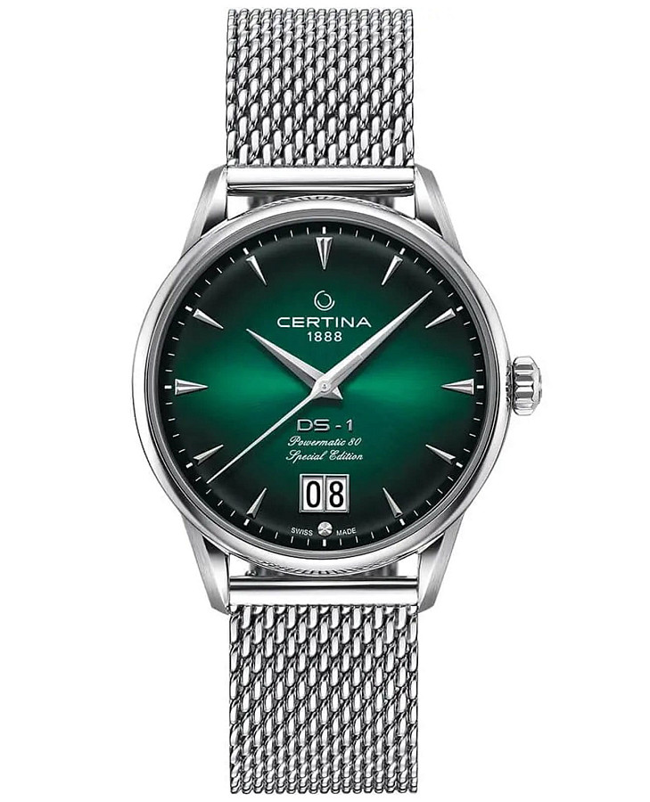 Часы Certina DS-1 Big Date Powermatic 80 C029.426.11.091.60 — мужские, зеленый