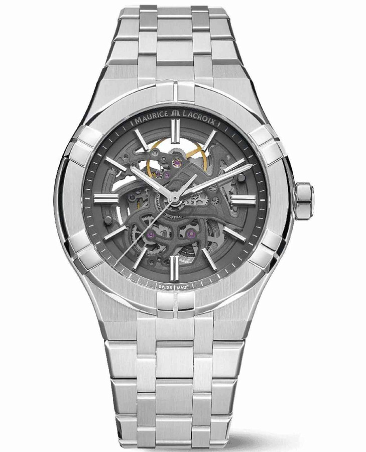 Часы Maurice Lacroix Aikon Automatic Skeleton AI6008-SS002-030-1 — мужские, черный