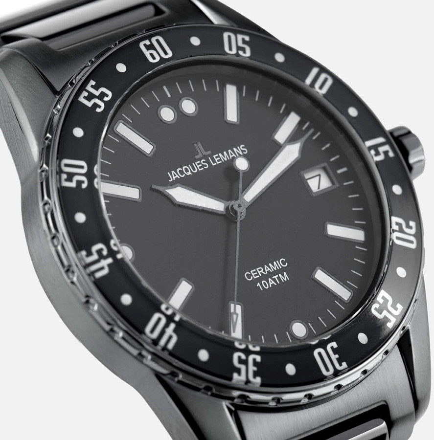 Часы Jacques Lemans High Tech Ceramic 42-10D — сталь + pvd + керамика, мужские