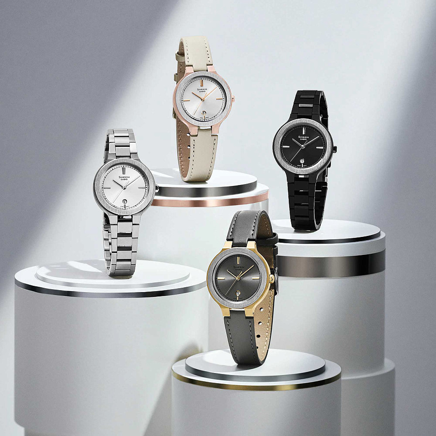 Часы Casio Sheen SHE-4559GBL-7A — кварцевые, металл сталь