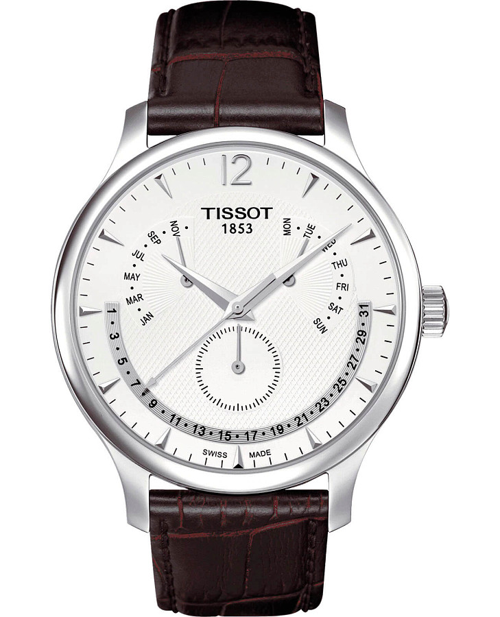 Часы Tissot Tradition Perpetual Calendar T063.637.16.037.00 — мужские, белый