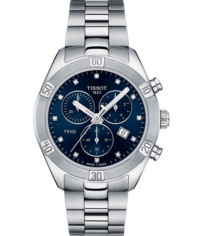 Часы Tissot PR 100 Sport Chic Chronograph T101.917.11.046.00 — женские, синий