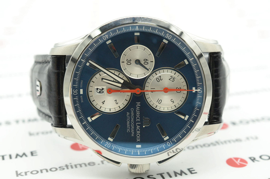 Часы Maurice Lacroix Pontos Chronograph PT6388-SS001-430-1 — кожаный, мужские