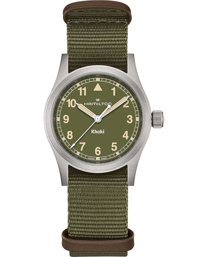 Часы Hamilton Khaki Field Quartz 33mm H69301960 — мужские, зеленый