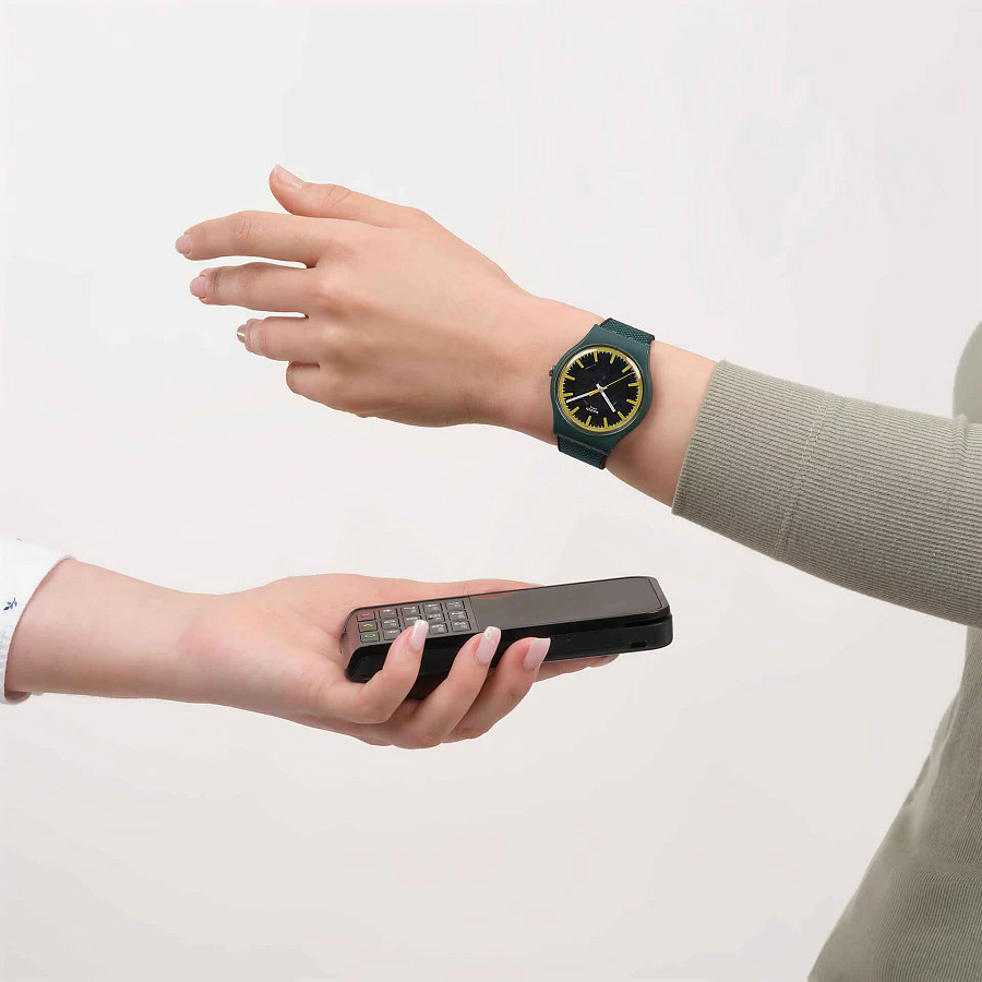 Часы Swatch OnGPAY! SO29G112-6000 — силикон + текстиль, женские