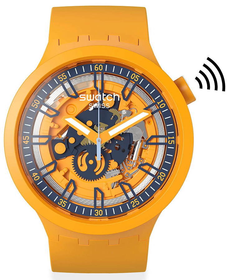 Часы Swatch Big Bold Swatch Pay! SB01O100-5300 — мужские, оранжевый