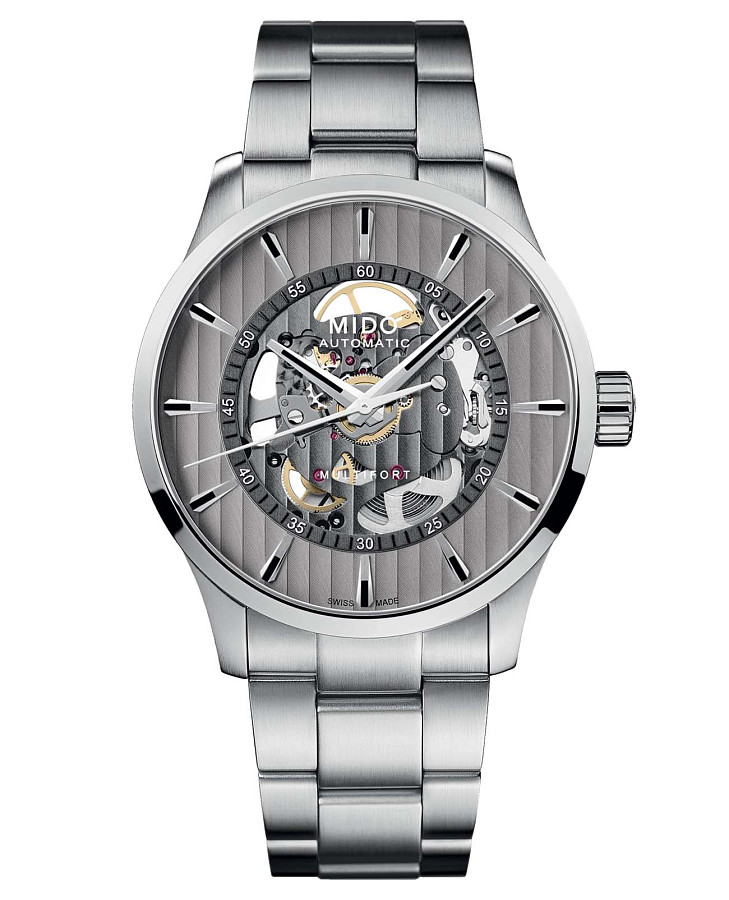 Часы Mido Multifort Skeleton Vertigo M038.436.11.031.00 — мужские, серый