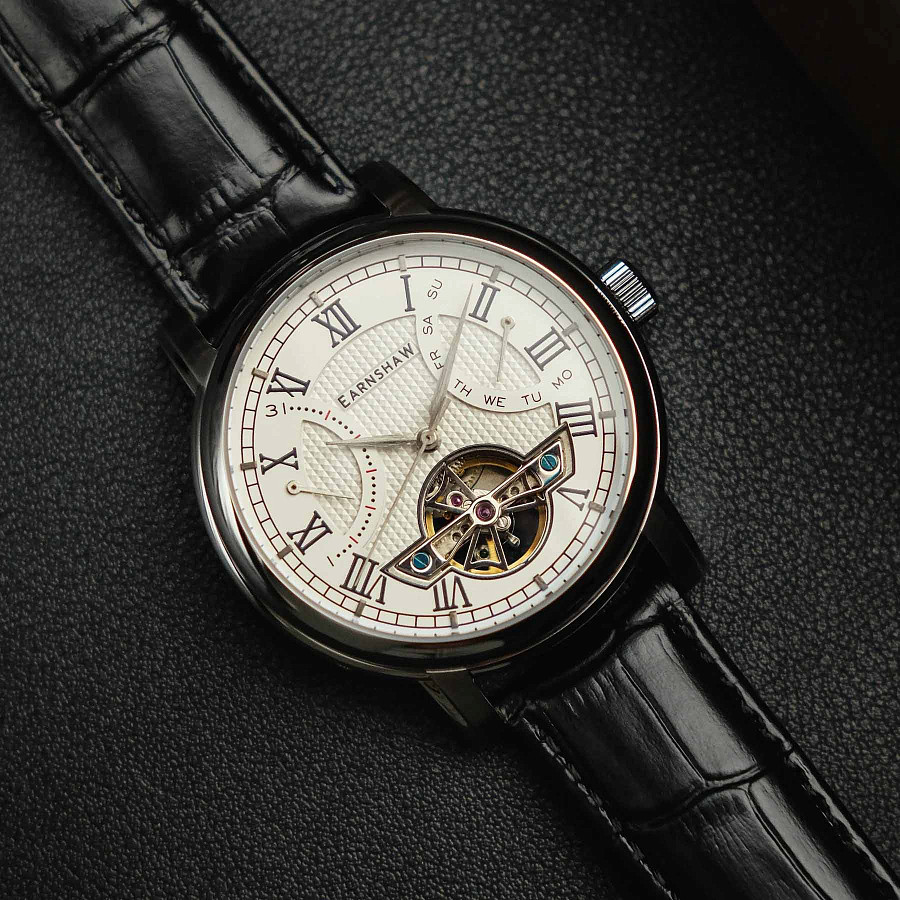 Часы Earnshaw Longcase ES-8169-04 — кожаный, мужские