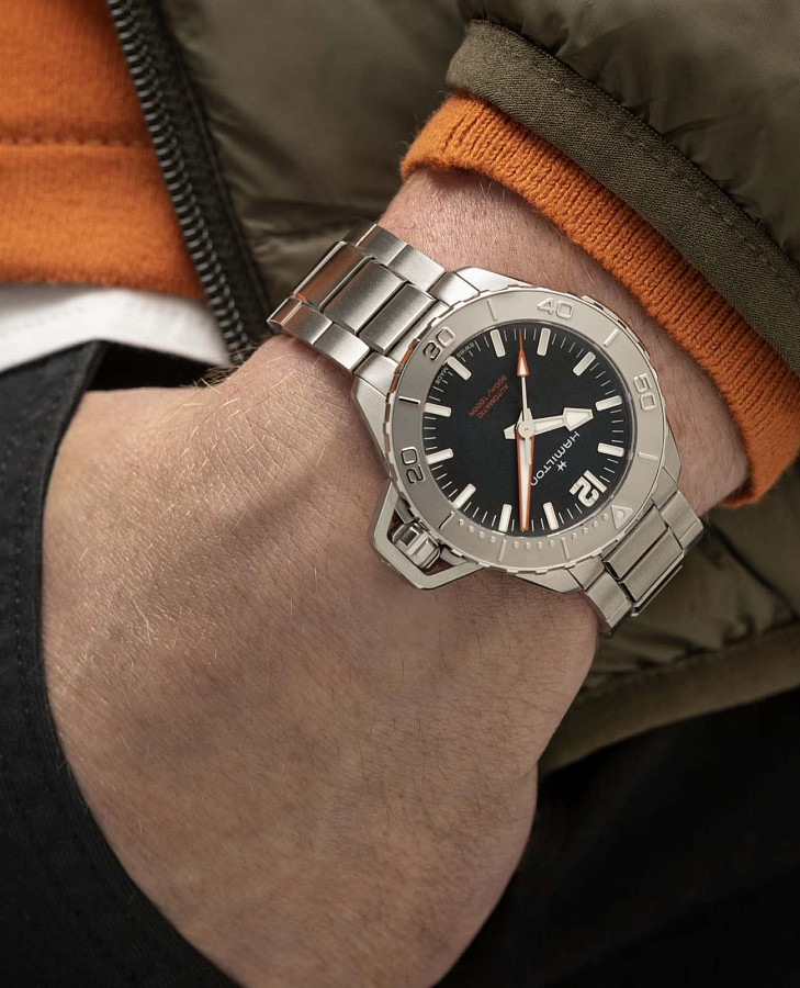 Часы Hamilton Khaki Navy Frogman Auto H77485130 — механические, металл сталь