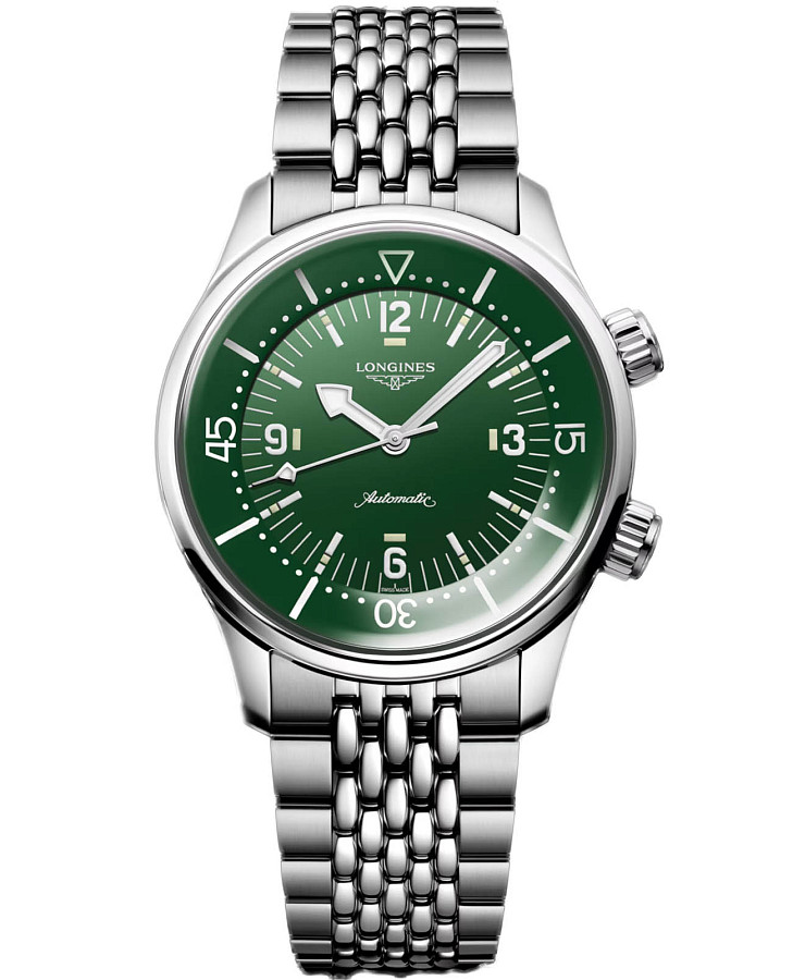 Часы Longines Legend Diver L3.764.4.06.6 — мужские, зеленый