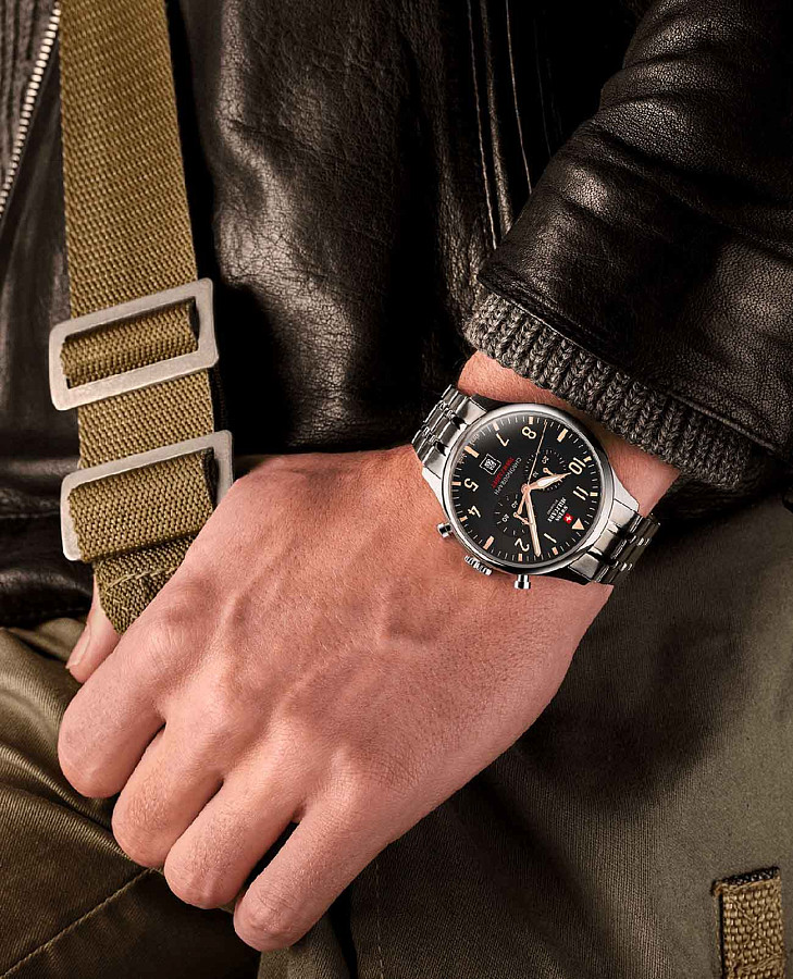 Часы Swiss Military by Chrono Vintage Chronograph SM34098.04 — металл сталь, Швейцария