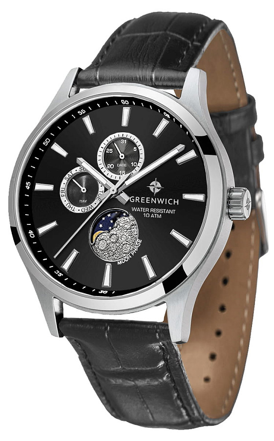 Часы Greenwich Moon Walker GW 058.11.31 — кварцевые, металл сталь