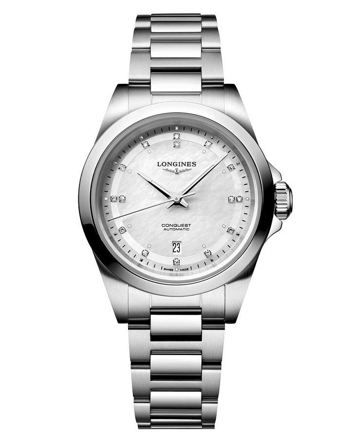 Часы Longines Conquest L3.320.4.87.6 — женские, перламутровый
