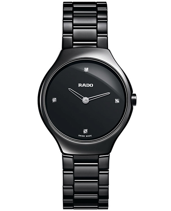 Часы Rado True Thinline Diamonds R27742712 — женские, черный
