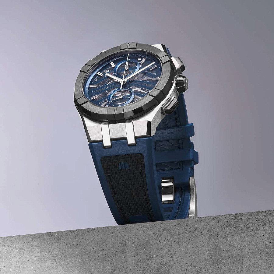 Часы Maurice Lacroix Aikonic Automatic Chronograph Skeleton AC8018-SSL20-030-4 — сталь металл, Швейцария