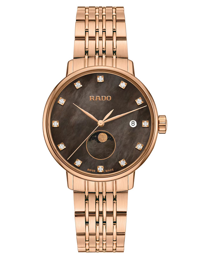 Часы Rado Coupole Diamonds Moonphase R22885903 — женские, коричневый