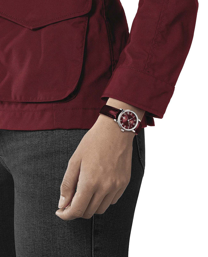 Часы Tissot Carson Premium Lady T122.210.16.373.00 — бордовый, сталь металл
