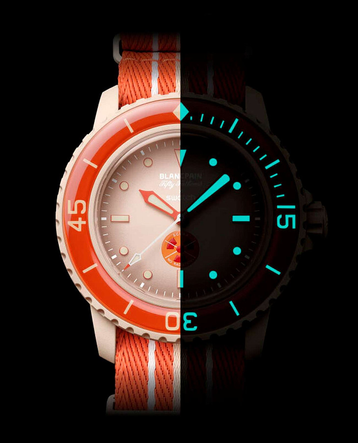 Часы Swatch x Blancpain Arctic Ocean SO35N100 — биокерамика, Швейцария