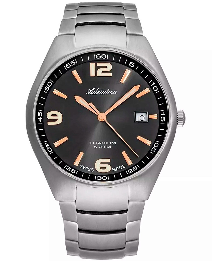 Часы Adriatica Titanium A1069.41R6Q — мужские, черный