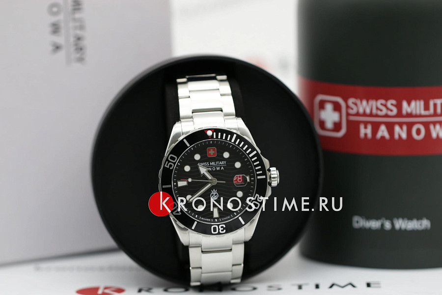 Часы Swiss Military Hanowa Offshore Diver II SMWGH2200301 — черный, сталь металл