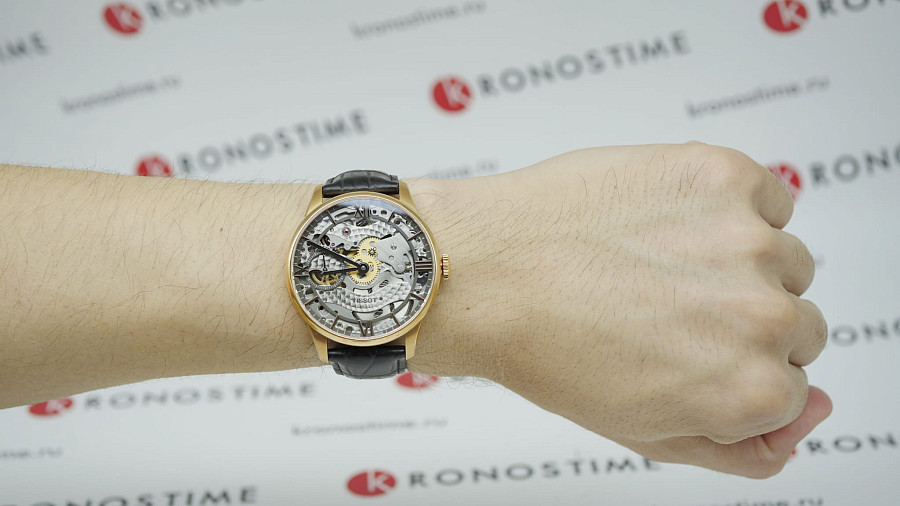 Часы Tissot Chemin des Tourelles Squelette T099.405.36.418.00 — мужские, коричневый