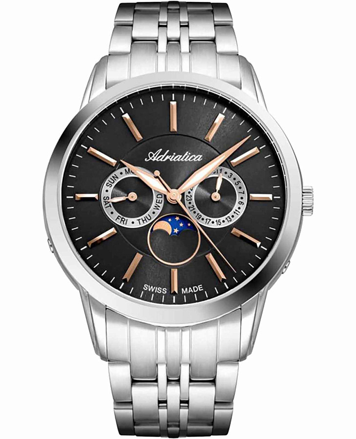 Часы Adriatica Moonphase A8306.51R7QF — мужские, черный