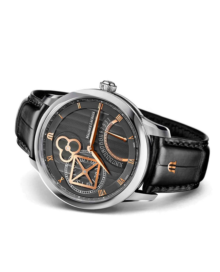 Часы Maurice Lacroix Masterpiece Square Wheel Retrograde MP6058-SS001-310-1 — механические, сталь металл