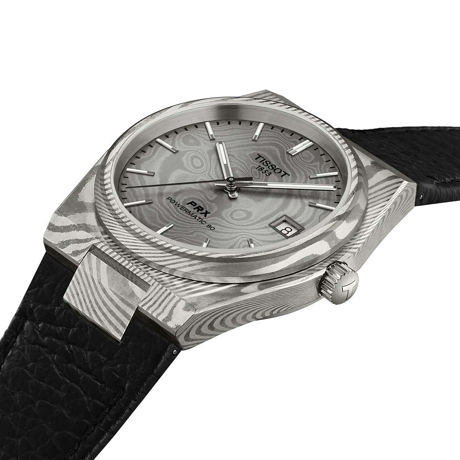Часы Tissot PRX Damascus Steel 38mm T137.807.96.081.00 — серый, металл сталь