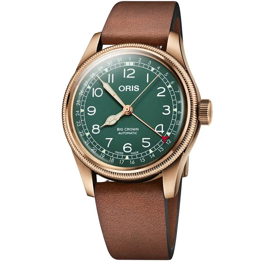Часы Oris Big Crown Pointer Date 80Th Anniversary Edition 01 754 7741 3167-07 5 20 58BR — мужские, зеленый