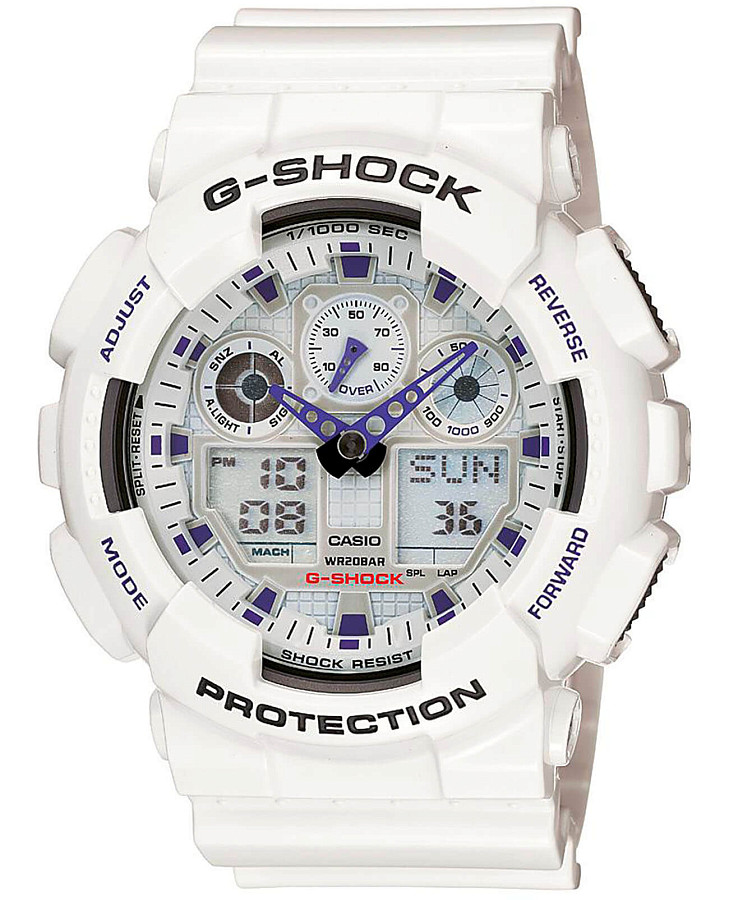 Часы Casio G-Shock GA-100A-7A — мужские, белый