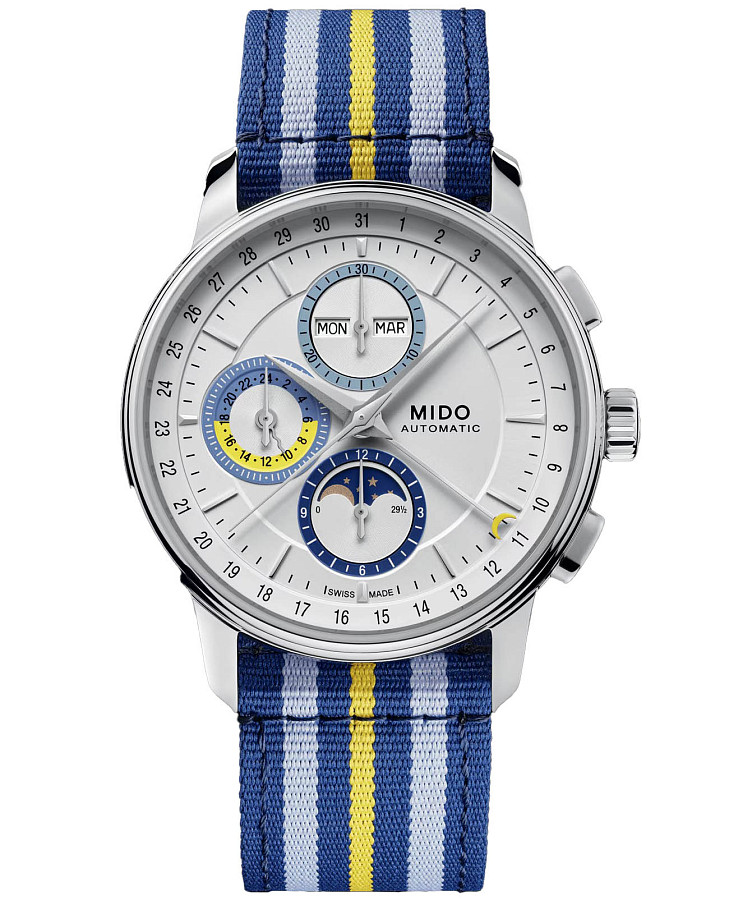 Часы Mido Baroncelli Chronograph Moonphase M027.625.17.031.00 — мужские, белый