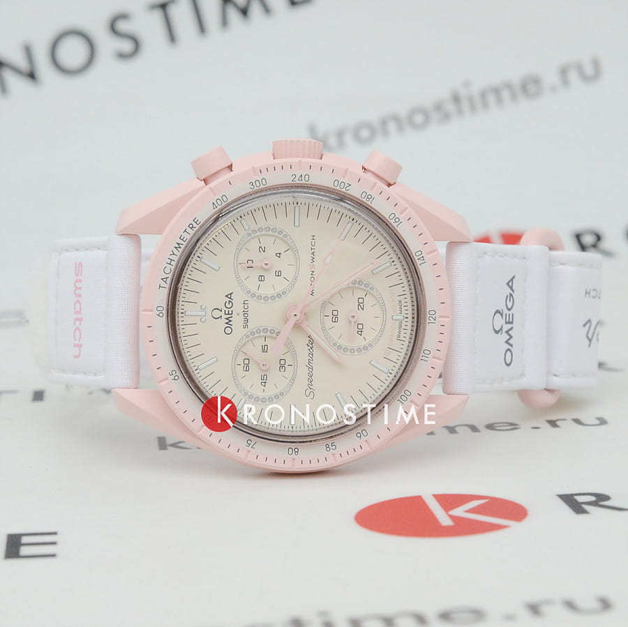 Часы Swatch x Omega Bioceramic Moonswatch Mission to Venus SO33P100 — кварцевые, биокерамика