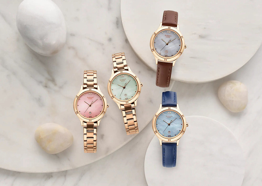 Часы Casio Sheen SHE-4546PG-4A — кварцевые, металл сталь