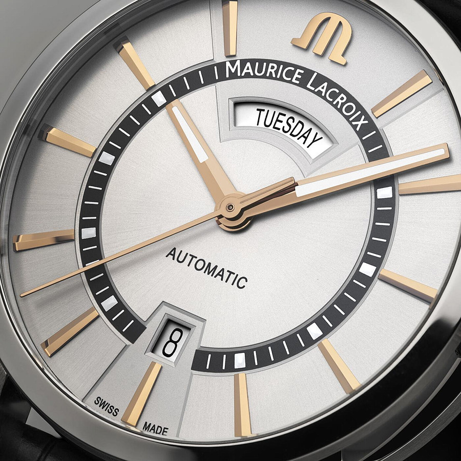 Часы Maurice Lacroix Pontos Day Date PT6358-SS001-230-2 — механические, металл сталь
