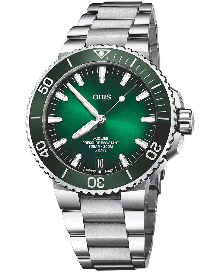 Часы Oris Aquis 01 400 7763 4157-07 8 24 09PEB — мужские, зеленый