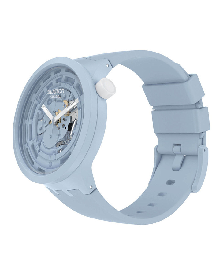 Часы Swatch Big Bold Bioceramic Lacquered SB03N100 — голубой, биокерамика