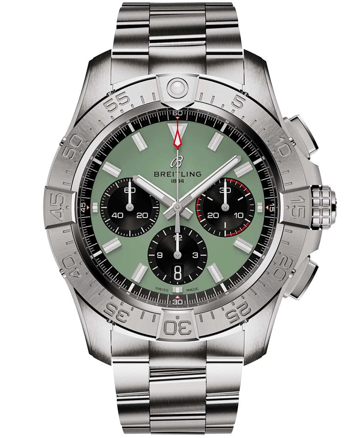 Часы Breitling Avenger B01 Chronograph 44 AB0147101L1A1 — мужские, зеленый