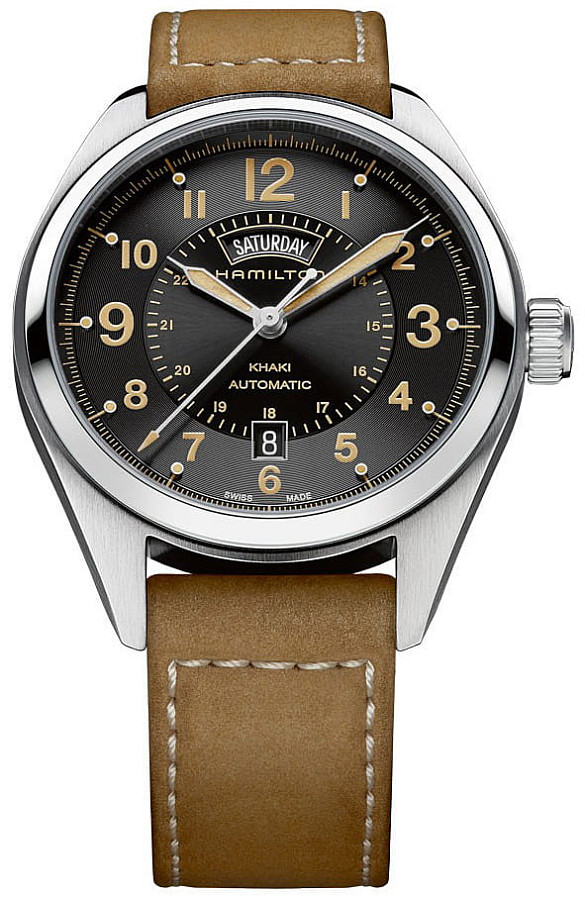 Часы Hamilton Khaki Field Day Date H70505833 — мужские, кожаный