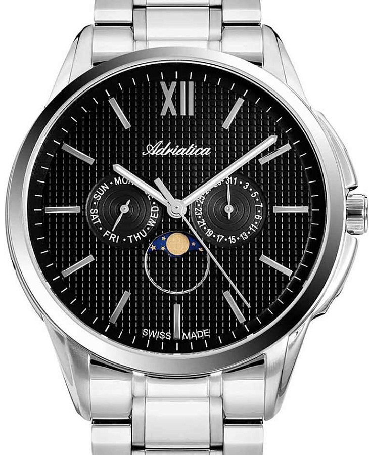 Часы Adriatica Moonphase A8283.5166QF — кварцевые, сталь металл