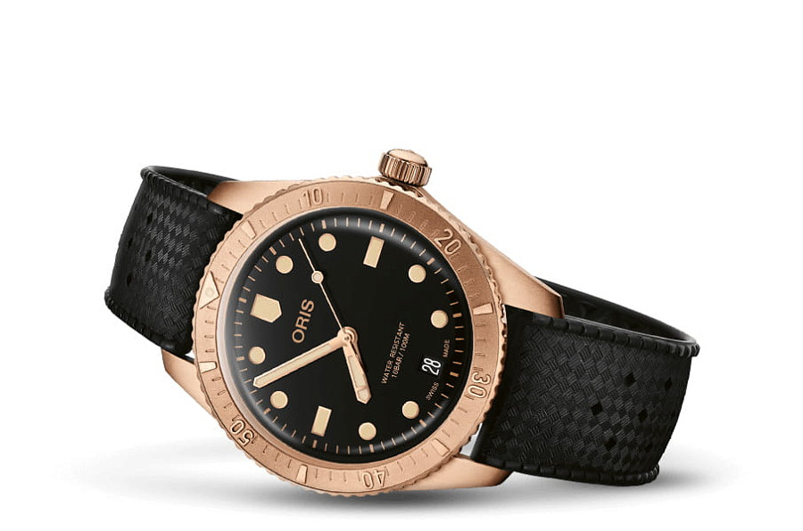 Часы Oris Divers Sixty‑Five Date 01 733 7771 3154-07 4 19 18BR — механические, бронза