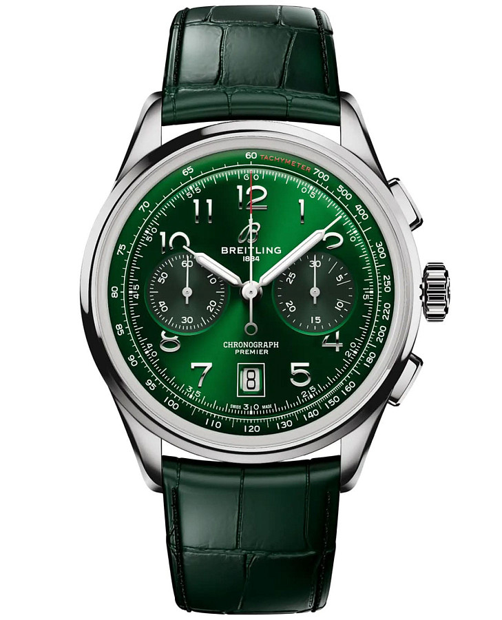 Часы Breitling Premier B01 Chronograph 42 AB0145371L1P2 — мужские, зеленый