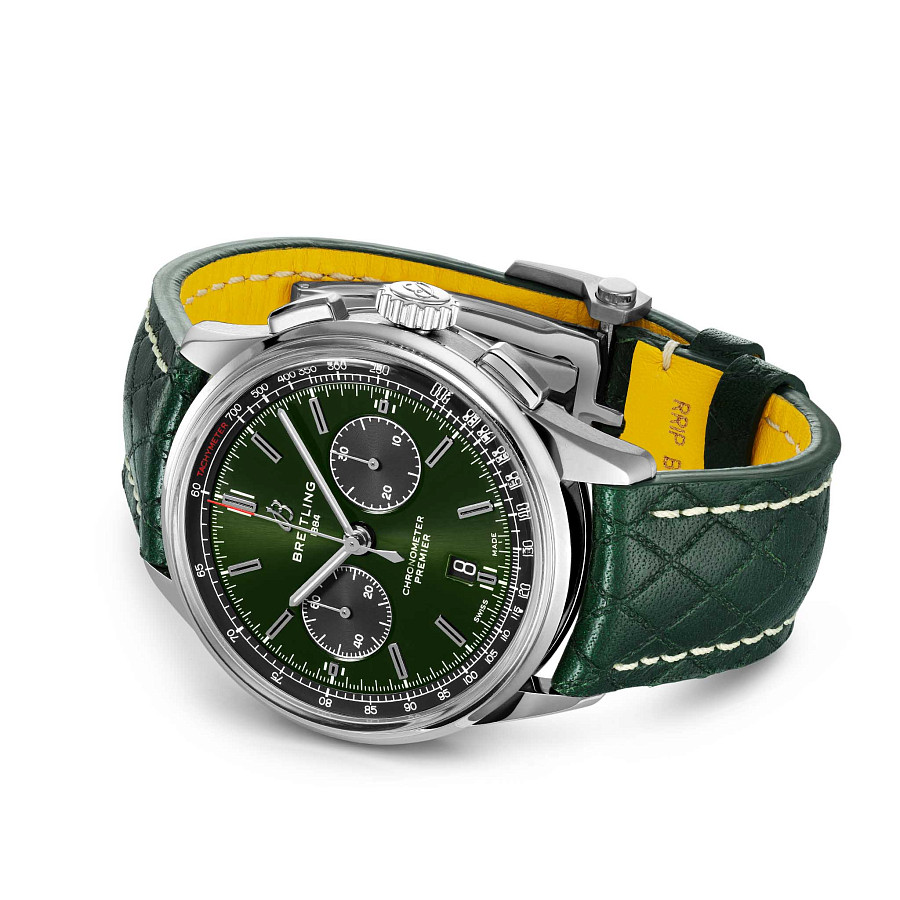 Часы Breitling Premier B01 Chronograph 42 Bentley British Racing Green AB0118A11L1X1 — сталь металл, Швейцария