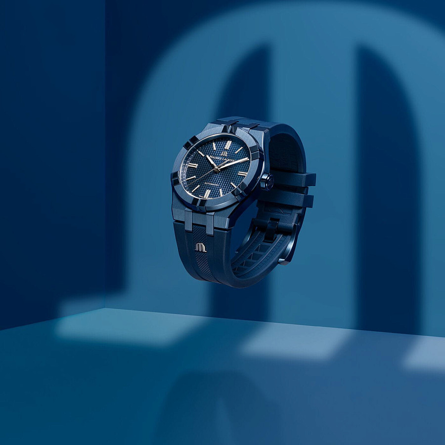 Часы Maurice Lacroix Aikon Automatic 39 mm Blue Pvd Limited Edition AI6007-PVC00-430-4 — каучук, мужские
