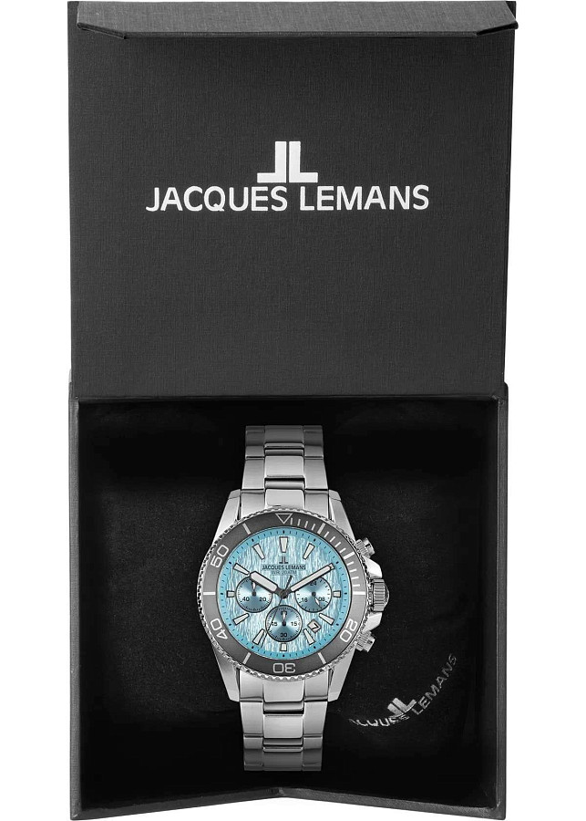 Часы Jacques Lemans Liverpool Diver 1-2206K — мужские, серебристый