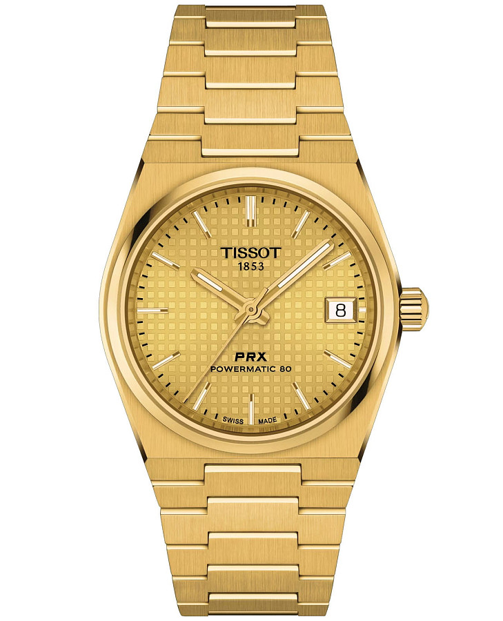 Часы Tissot PRX Powermatic 80 35 mm T137.207.33.021.00 — женские, золотой