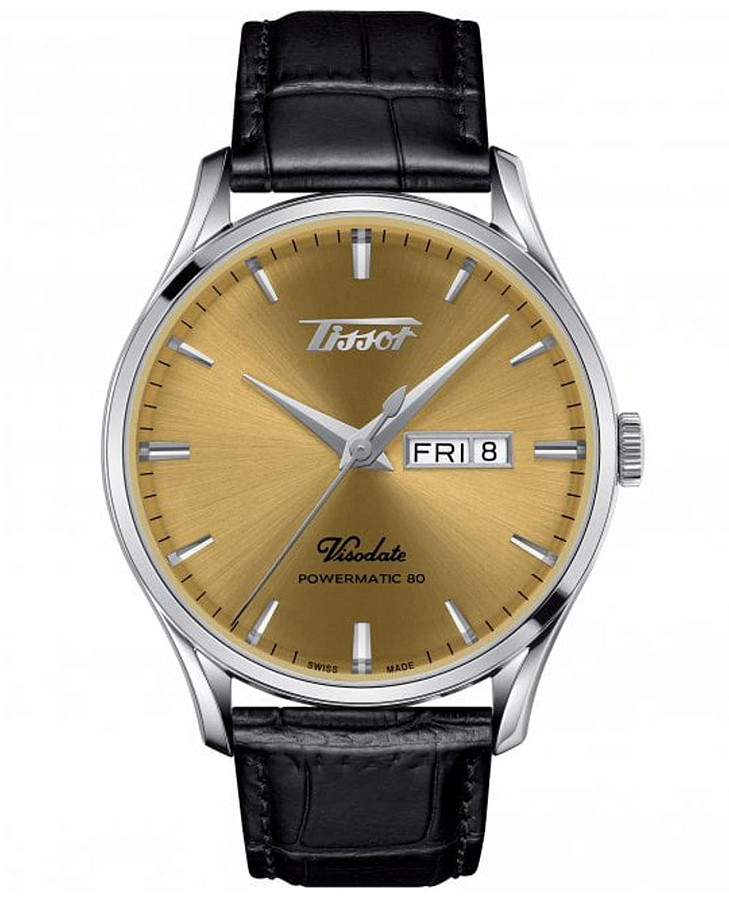 Часы Tissot Heritage Visodate Powermatic 80 T118.430.16.021.00 — мужские, желтый
