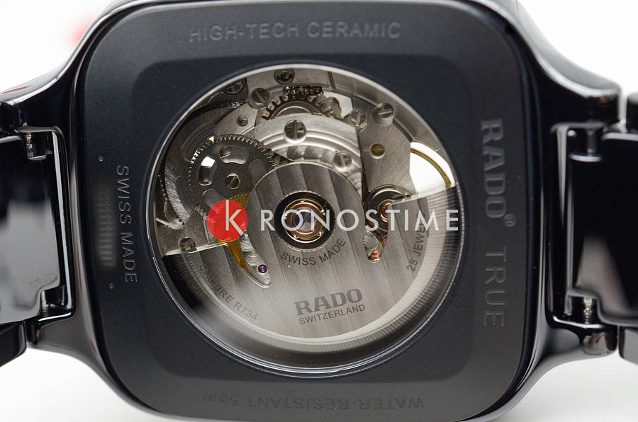 Часы Rado True Square Automatic Open Heart R27086712 — мужские, высокотехнологичная керамика + титан