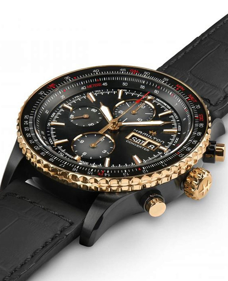 Часы Hamilton Khaki Aviation Converter Auto Chrono H76736730 — кожаный, мужские