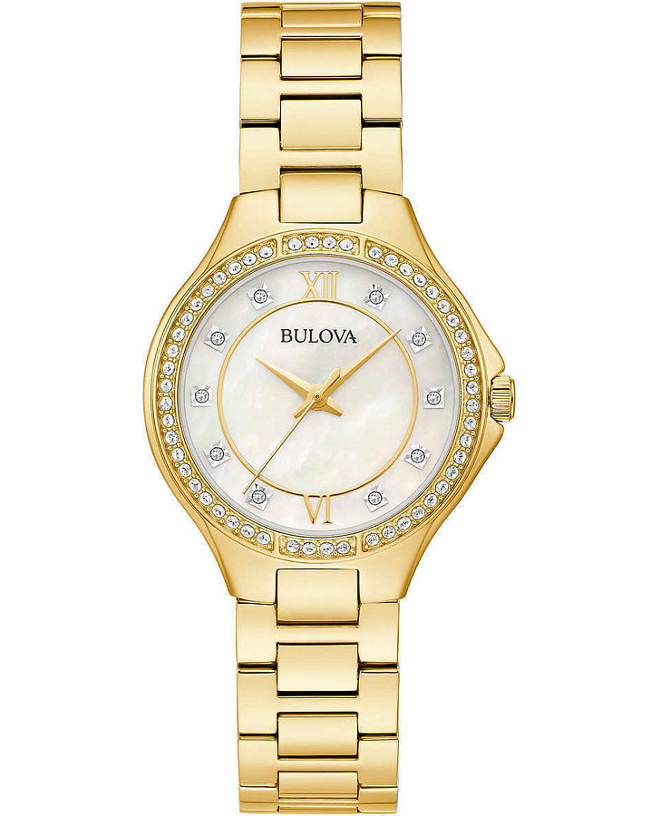 Часы Bulova Crystal Ladies 98L295 — женские, перламутровый